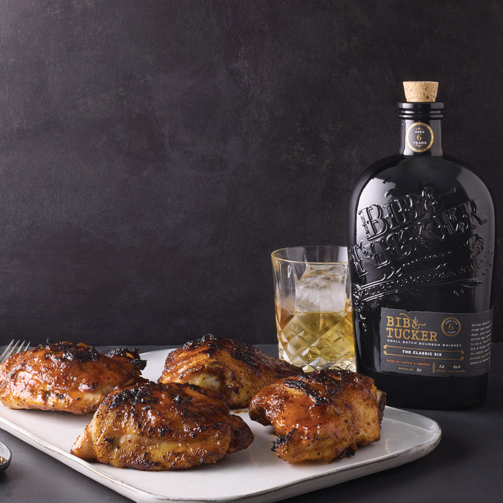 Smoke-Grilled Chicken with Bourbon Peach Glaze